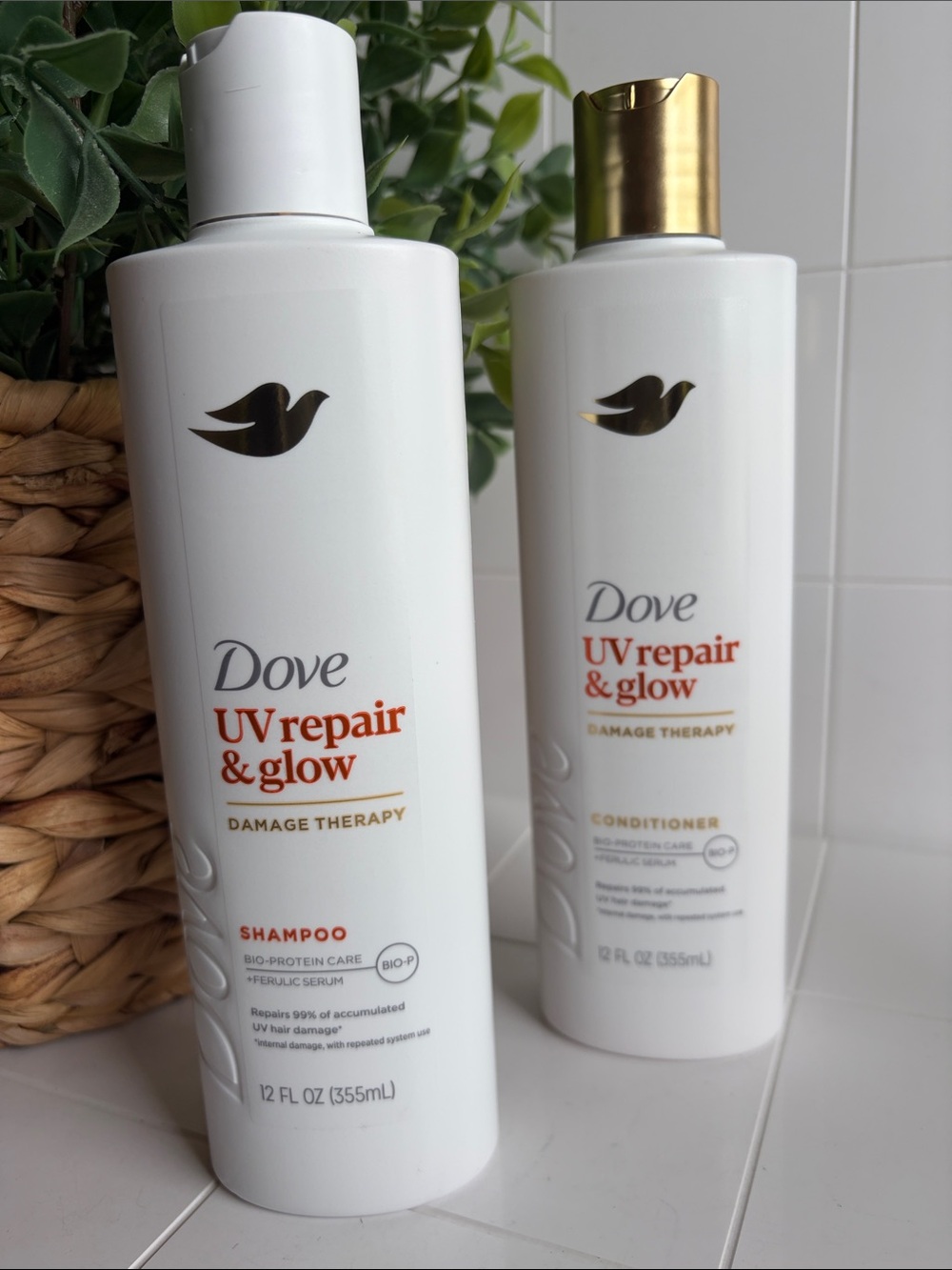 Dove UV Repair & Glow Set of  Shampoo & Conditioner NEW